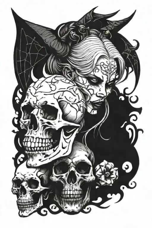 Succubus Demon Girl Licks Skull