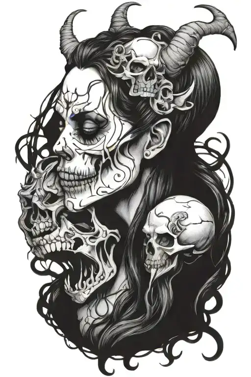 Succubus Demon Girl Licks Skull