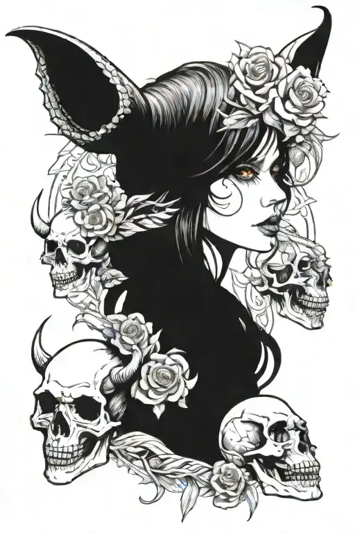 Succubus Demon Girl Licks Skull