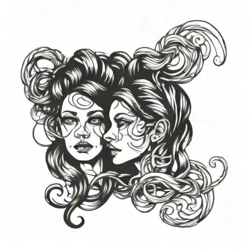 Gemini Sisters Hair Tangled Together