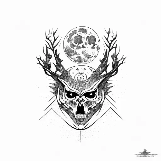 Dark Forest With Full Moon