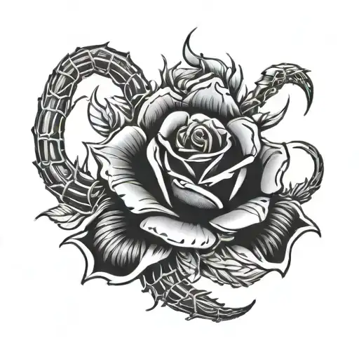 Rose Intertwined With Scorpion