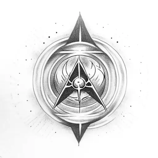 Deathly Hallows With A Book And Four Orbs Of Light