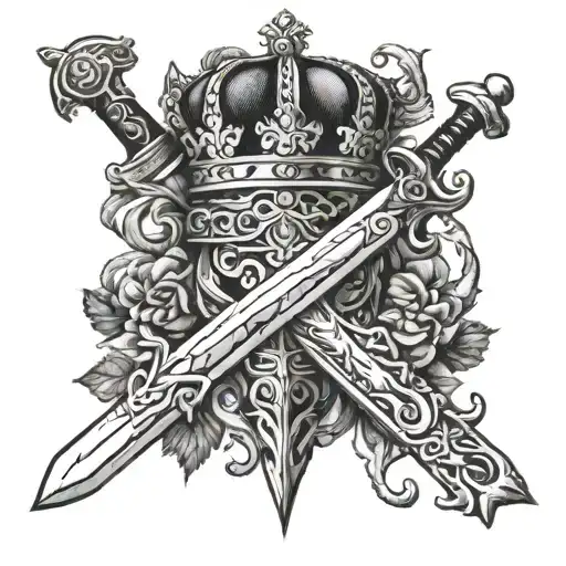 Idea To Cover Sword And Crown Tattoo Design Inspired