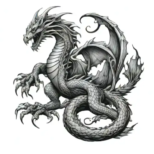 Realist Back Dragon Wrapped And Down Right Leg To Knee