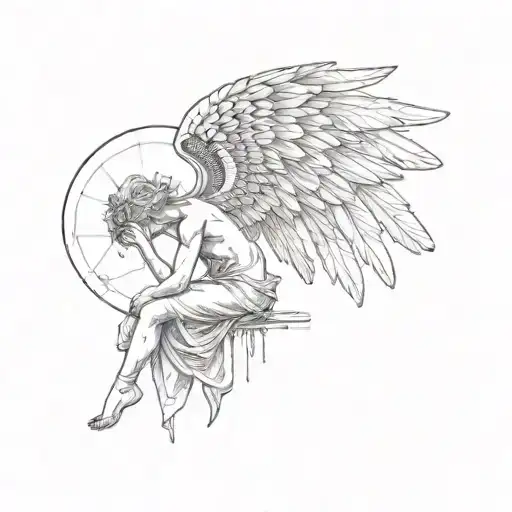 An Angel With Wings Sitting