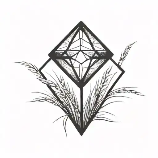 A Diamond Balancing On Top Of A Single Blade Of Grass Using Bold Black Lines In A Bold Black Frame