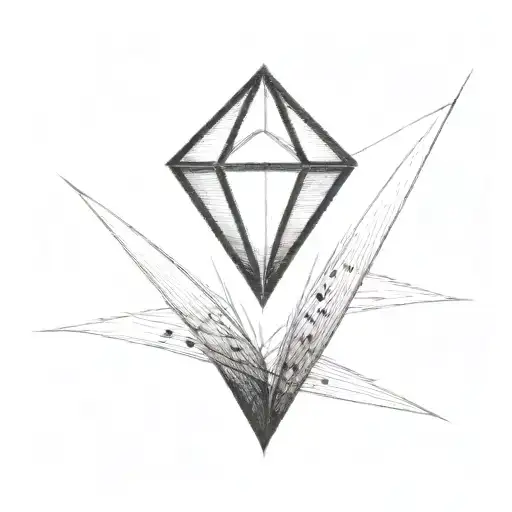 A Diamond Balancing On Top Of A Single Blade Of Grass Using Bold Black Lines In A Bold Black Frame