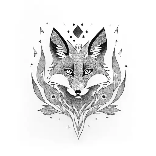 Full Body Blackwork Fox Painted In Black Paint