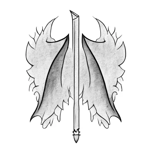 Wooden Stake With Bat Wings