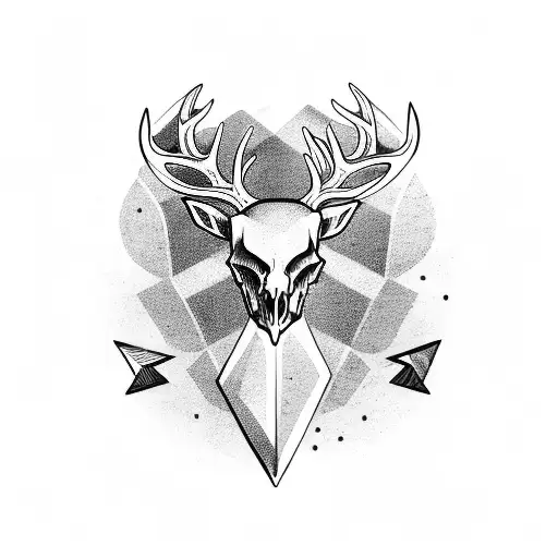 Deer Skull With Arrows Behind It