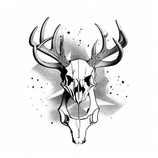 Deer Skull With Bow Arrows Behind It