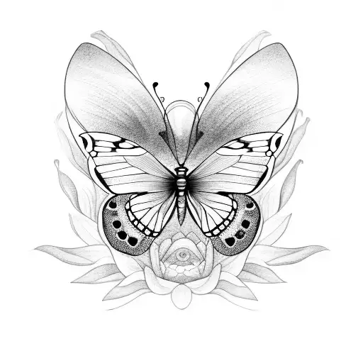 A Majestic Butterfly Resting On A Blooming Lotus Flower