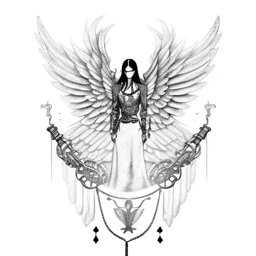Wings Attached To A Sword With Chains