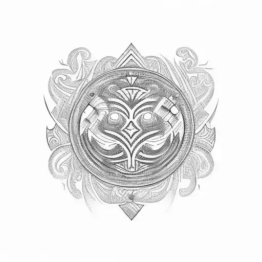 A Polynesian-inspired Design Of A Coffee Bean With Intricate Patterns Symbolizing Healing Energy