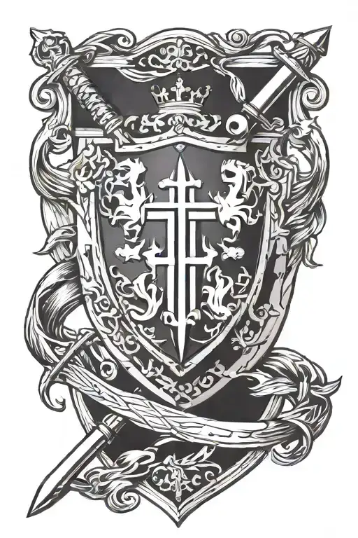 Croatian French Knight Shield Sword Cross