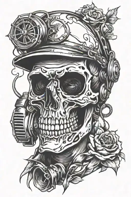 Skull Wearing Welding Mask