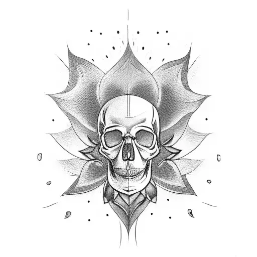 Realistic Skull With Lotus