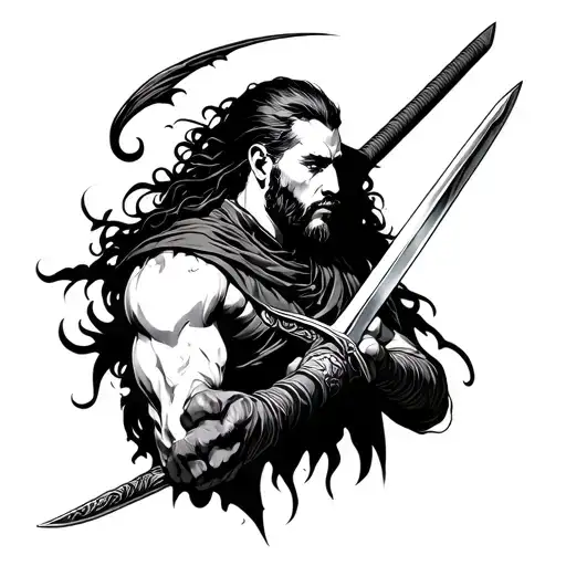 Man With Sword Wrapped