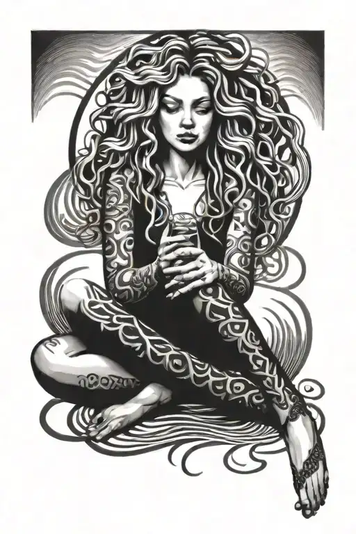 Woman With Water Hair And Salt Legs