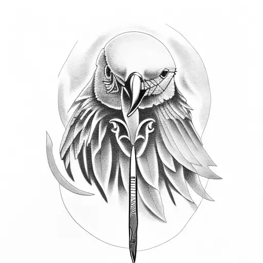 Crow With Knife In The Mouth