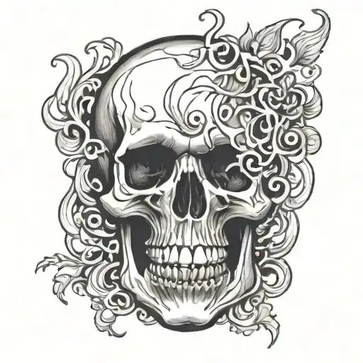 Skull And Flames Engulfing