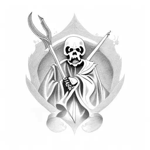 Grim Reaper Holding A Scale Of Justice