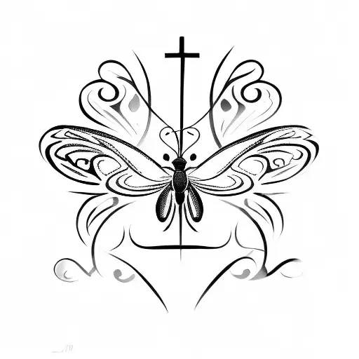 Butterfly With A Christian Cross