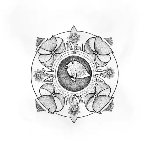 Pisces Symbol With Daisies