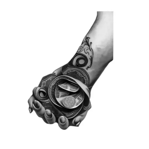 A Hand With A Money Bag On It