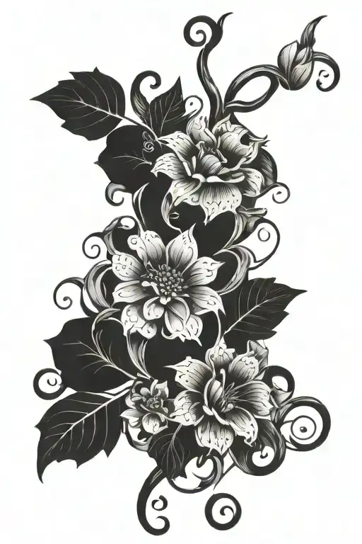 Floral And Filigree Vine Intertwined