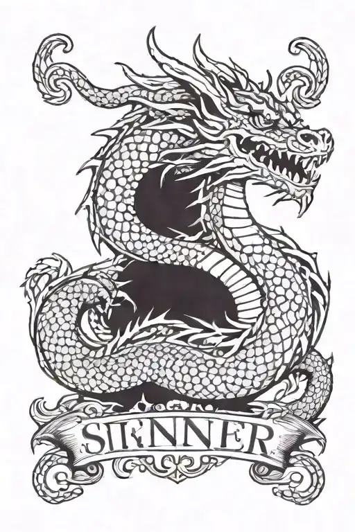 Dragon With Text Sinner