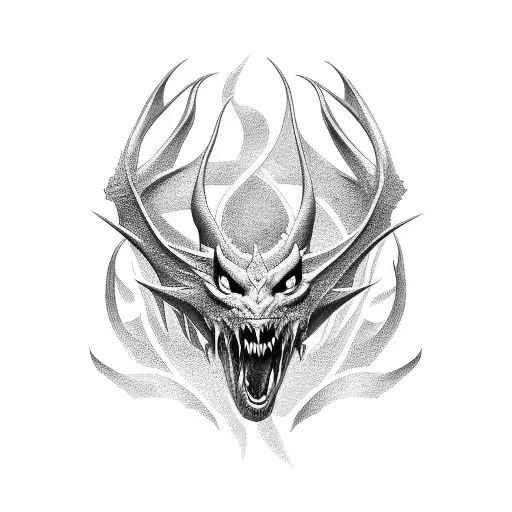 Dragao Com Pontilhismo 3D E Sombras