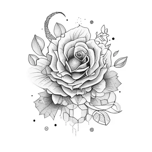 Whimsical Fine Line Half Sleeve Power Floral