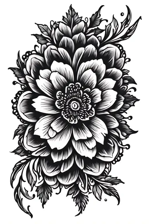 Dark Ornamental Floral Back Tattoo Design