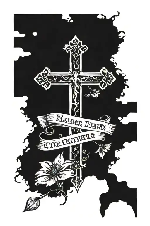 Cross With Date Of Birth And Death