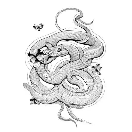 Snake And Butterflies