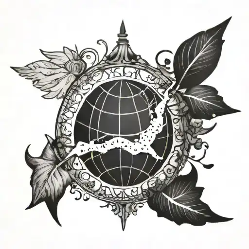 Globe Tattoo Peace Simple Surround Work