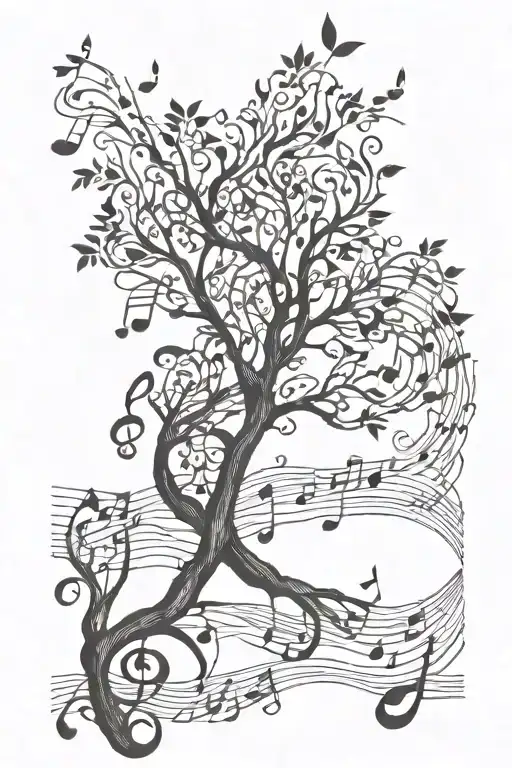 Musical Notes On Tree And Branches