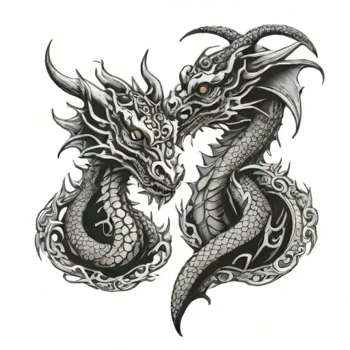 Two Mirrored Dragon Heads