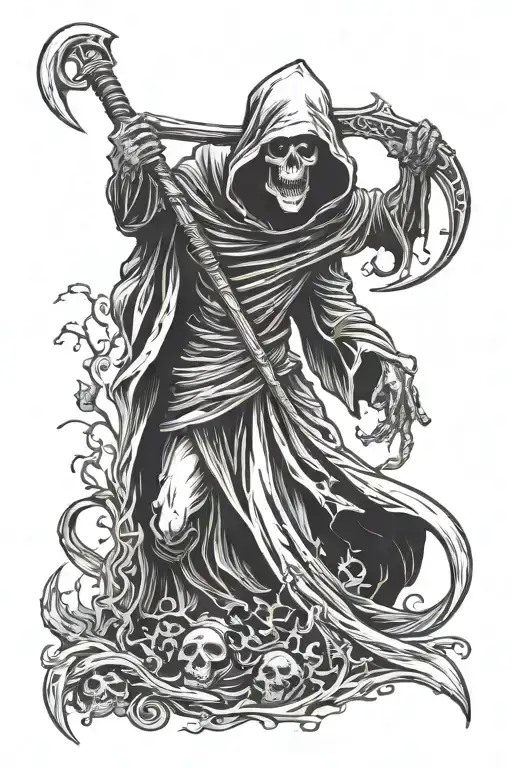 Grim Reaper Holding A Scythe Evil