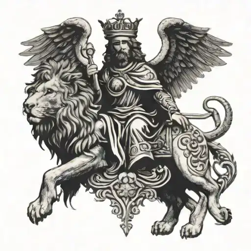 Michael Archangel & Lion Wearing A Crown