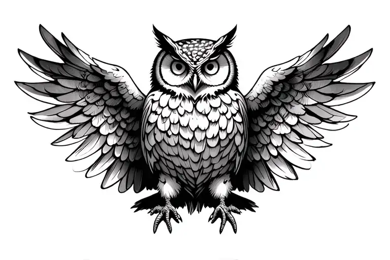 Owl With Wings Spread
