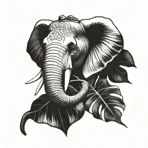 Elephant With Ears In Form Is Monstera Leafs