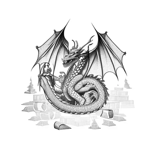 Dragon Perched On A Stack Of Books