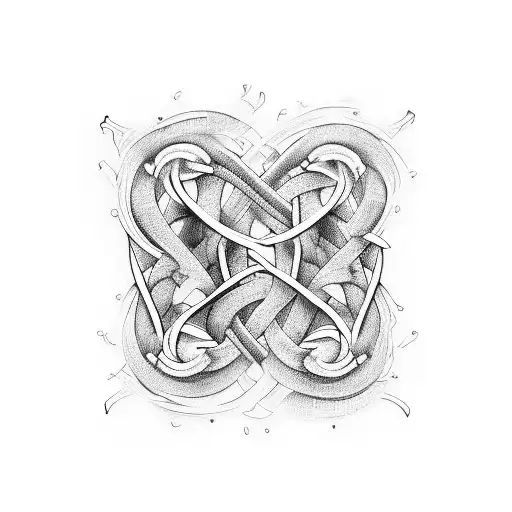 A Unique Tattoo Of Intertwined Bones Forming The Shape Of A Guitar