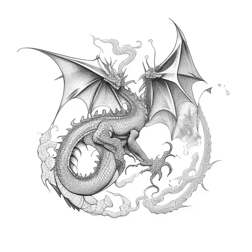 Opened Book With A Dragon Outgoing From It