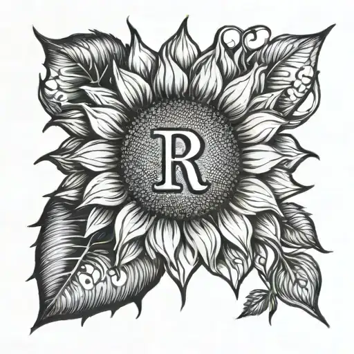 Sunflower With The Letter R