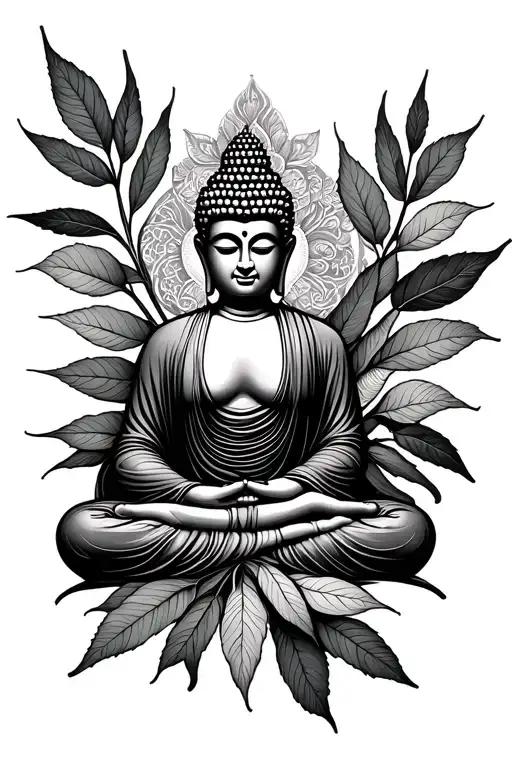 Leaf And Buddha Surrounded