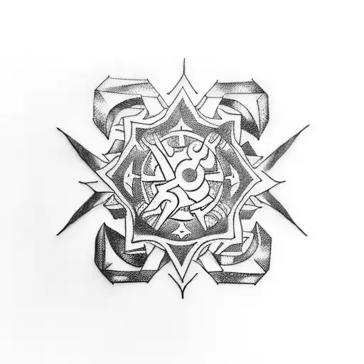 Create A Blackwork Tattoo Depicting A Crossover Between Naruto And Star Wars